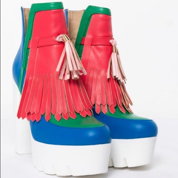 🎉HP🎉 Azalea Wang Ivory Chelsea Crayon Color Ultra Platform High Heel Mary Jane - Picture 3 of 4